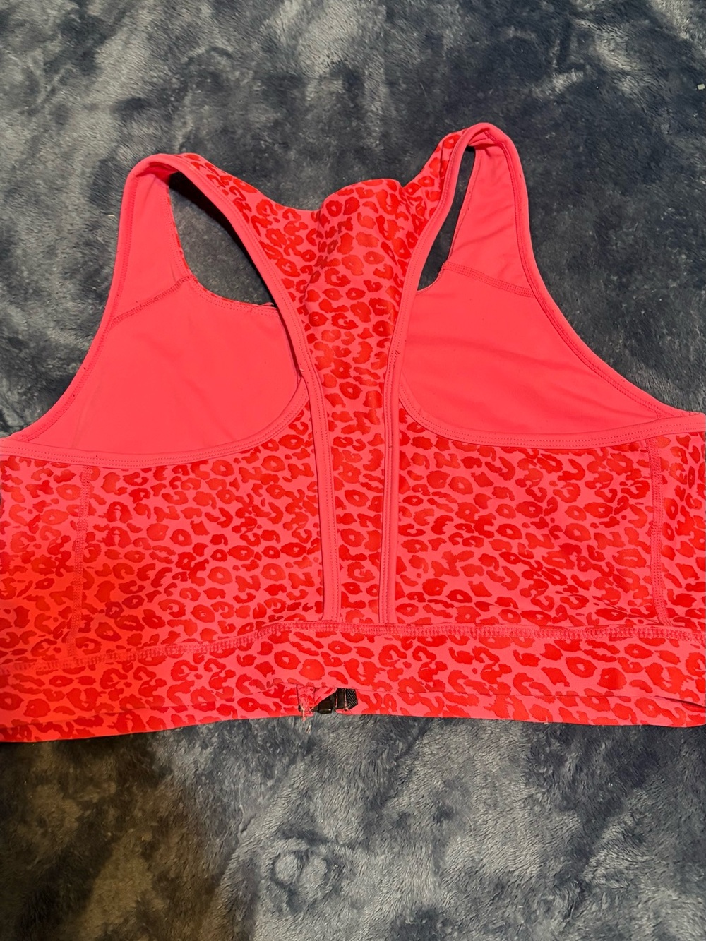 torrid Red Leopard Zip-Front Racerback Sports Crop - Picture 2 of 5